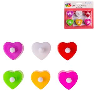 LED świeczki tealight w kształcie serca HEARTS, zestaw 6 szt