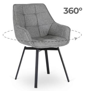 Krzesło Tapicerowane Obrotowe do Salonu LUNA 2 Szare Nowoczesne Loft