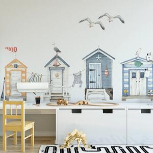 Naklejki ścienne dla dzieci - domki plażowe wysokość 46-50 cm 4 szt