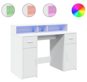 Biurko z podÅwietleniem LED, biaÅe, 120x55x91 cm