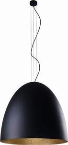 Duża lampa wisząca Egg - czarny klosz, złoty środek