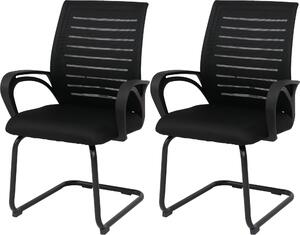 Zestaw 2 krzeseł do jadalni HWC-K51, krzesło z podłokietnikami, tkanina/materiał (250 g/m²) ~ czarny, stelaż czarny