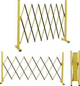 Aluminiowa barierka HWC-B34, ogrodzenie nożycowe, barierka ochronna wysuwana, 103 x 28–200 cm ~ żółto-czarna
