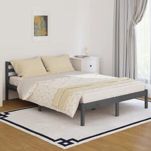 Rama łóżka, szara, 140x200 cm, lite drewno sosnowe