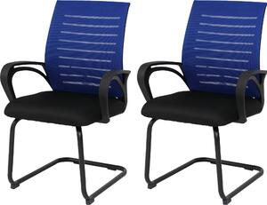 Zestaw 2 krzeseł do jadalni HWC-K51, krzesło z podłokietnikami, tkanina/materiał (250 g/m²) ~ niebieski, rama czarna