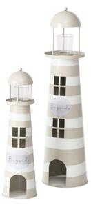 Zestaw metalowych dekoracji w kształcie latarni morskich SANDS, wys. 40-57 cm