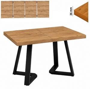 Stół 70x120/220 cm prostokątny rozkładany, blat 3,6 cm, nogi Metalowe „ X Łączone ” | ArtD Home
