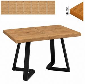 Stół 70x120/370 cm prostokątny rozkładany, blat 3,6 cm, nogi Metalowe „ X Łączone ” | ArtD Home