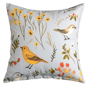 Poszewka na poduszkę z mikrofibry SPRING BIRDS 45x45 cm, kolorowa
