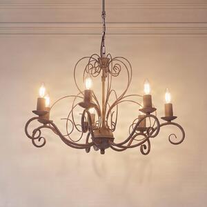 Żyrandol Mauro Luminex, możliwość ściemniania, kremowy / amber, salon / jadalnia, metal, antyczny