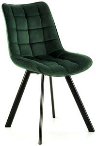 Krzesło tapicerowane do salonu k332 welurowe butelkowa zieleń