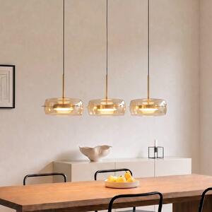 Lampa wisząca Martis Lucande, możliwość ściemniania, kremowy / amber, salon / jadalnia, szkło, nowoczesny