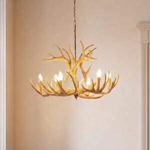 Lampa wisząca Fibi Lindby, możliwość ściemniania, brązowy / rdzawy, salon / jadalnia, tworzywo sztuczne, dworkowy / rustykalny