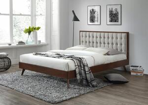Łóżko tapicerowane 160x200 solomo beż/orzech