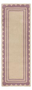Fioletowo-naturalny wełniany chodnik tkany ręcznie 80x230 cm Lois Scallop – Flair Rugs
