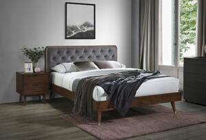 Łóżko tapicerowane 160x200 cassidy welurowe popiel/orzech