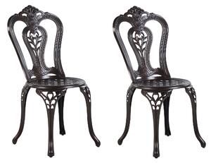 Zestaw 2 krzeseł ogrodowych brązowy aluminiowy bistro styl vintage Bovino Beliani