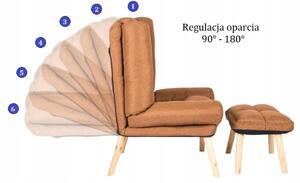 Fotel rozkładany z podnóżkiem wypoczynkowy bary brązowy