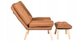Fotel rozkładany z podnóżkiem wypoczynkowy bary brązowy