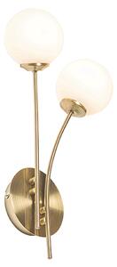 Nowoczesna lampa ścienna złota z opalowym szkłem 2-light - Ateny Oswietlenie wewnetrzne