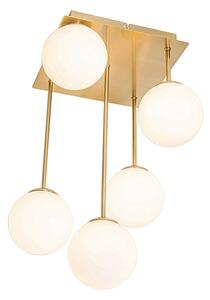Nowoczesna lampa sufitowa złota z opalowym szkłem 5-light - Ateny Oswietlenie wewnetrzne