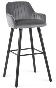 Krzesło barowe tapicerowane h93 bis szare welurowe