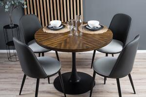 Zestaw stół okrągły carmelo i 4 krzesła tapicerowane bergen szare ekoskóra do jadalni