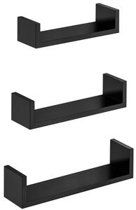 Komplet 3 czarnych półek wiszących minimalistycznych - Asoka