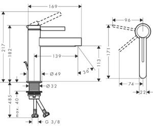 Bateria umywalkowa HANSGROHE Finoris 110 76025000 Chrom