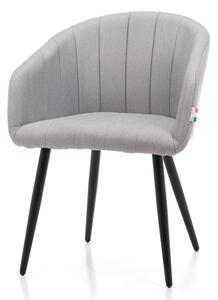 Krzesło tapicerowane do jadalni BRENTA, jasnoszara tkanina , czarne nogi