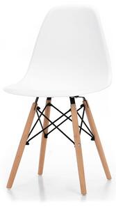 Krzesło skandynawskie białe TM05 drewniane nogi