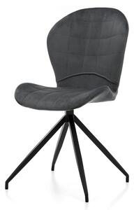 Krzesło tapicerowane do jadalni TM32 ciemnoszary welur, metalowe czarne nogi