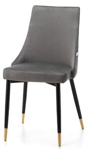 Krzesło tapicerowane do jadalni ADDA, ciemnoszary welur, czarno- złote nogi