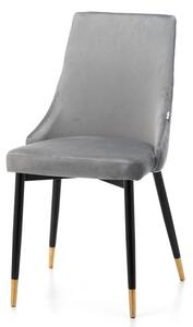 Krzesło tapicerowane do jadalni ADDA, jasnoszary welur, czarno- złote nogi