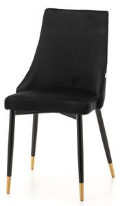 Krzesło tapicerowane do jadalni ADDA, czarny welur, czarno- złote nogi
