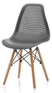 Krzesło skandynawskie do kuchni lub jadalni TM38, szare, drewniane nogi