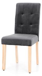 Drewniane krzesło tapicerowane TM09, ciemnoszary welur, drewniane nogi