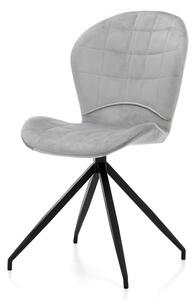 Krzesło tapicerowane do jadalni TM32 jasnoszary welur, metalowe czarne nogi