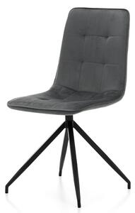 Krzesło tapicerowane do jadalni TM31 ciemnoszary welur, metalowe czarne nogi