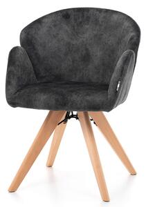 Krzesło tapicerowane do salonu LOCCI ,ciemnoszary welur, drewniane nogi