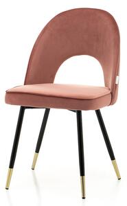 Krzesło tapicerowane do jadalni TM72, różowy welur, czarno- złote nogi