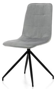 Krzesło tapicerowane do jadalni TM31 jasnoszary welur, metalowe czarne nogi