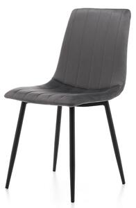 Krzesło tapicerowane do jadalni TM47 ciemnoszary welur z czarnymi nogami do jadalni lub salonu