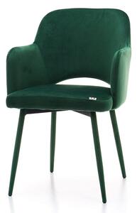 Krzesło tapicerowane do salonu MARANO, zielony welur, zielone nogi