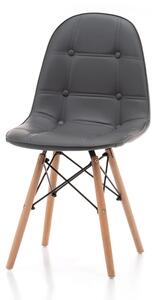Krzesło tapicerowane do jadalni TM76, ciemnoszara ekoskóra, drewniane nogi