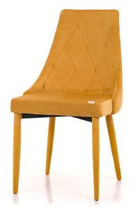 Krzesło tapicerowane do jadalni VOLTURNO, musztardowy welur, musztardowe nogi