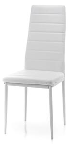 Krzesło tapicerowane do jadalni białą ekoskórą TM06 6 sztuk , metalowe białe nogi
