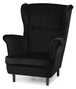 Fotel uszak czarny TM155 na czarnych, solidnych nogach