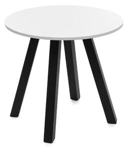 Okrągły drewniany stół o śr.80 cm TMS10 biały blat z czarnymi nogami do salonu i jadalni