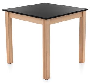 Drewniany stół kwadratowy 80x80cm TMS08, czarny blat z drewnianymi nogami do salonu i jadalni